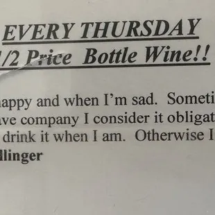 From the wine list!