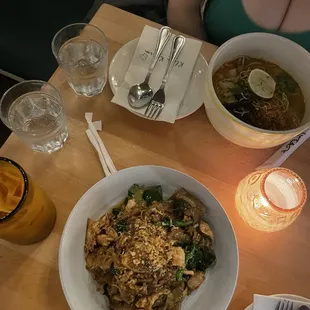 Pad see ew and Khao Soi Stewed Beef