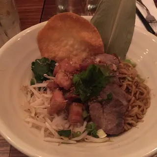 Egg Noodle with Roasted Pork and Crispy Pork