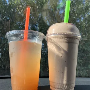 Mandarin/Lemon tea , Snickerdoodle shake