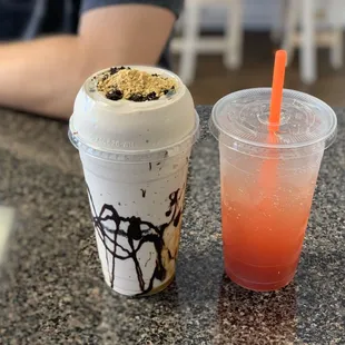 Peanut Butter Oreo shake and Iron man Tea