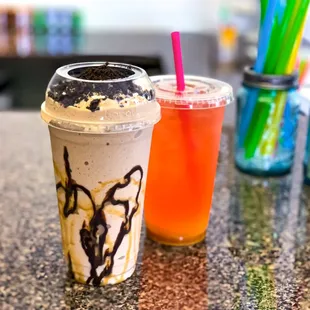 Dirt cake shake and Pink Panther Tea