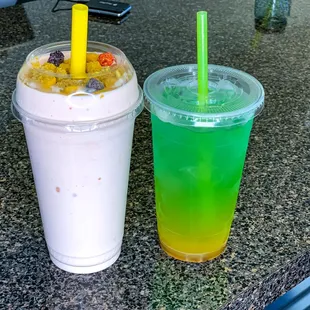 Captain crunch shake and Hulk energy tea!