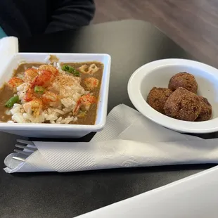 Gumbo with crawdads &amp; Hush Puppies (4 pc)