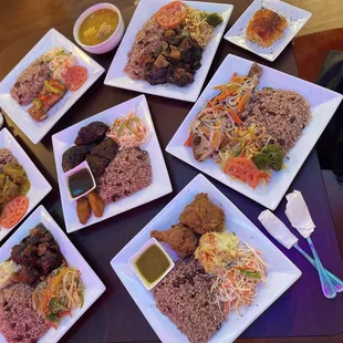 a variety of asian food