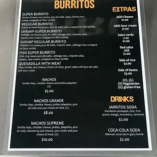 Menu as of 3/23/22