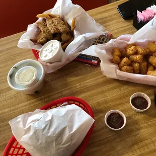 Early dinner spread in Cuero.