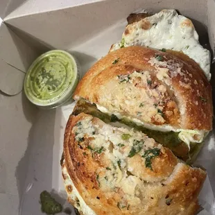 Pesto Hot Honey Pesto Chicken Garlic Knot Sandwhich