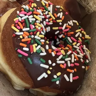 Chocolate glazed with sprinkles
