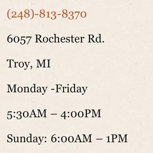 Business hours from website