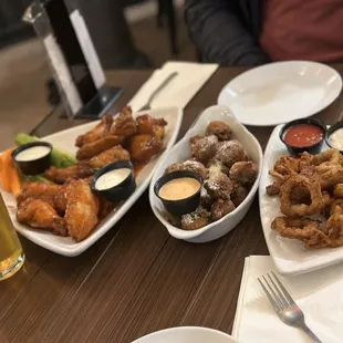 a variety of food items on a table