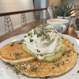 Pistachio-lemon pancakes