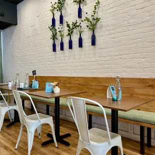 I love the blue glass bud vases.