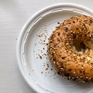 a bagel on a plate