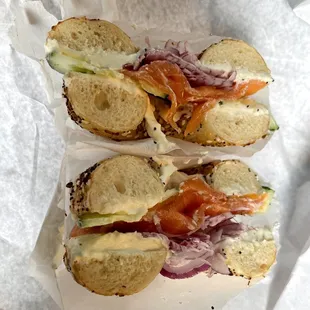 Lox, Cream Cheese, Cucumber &amp; Onion on everything