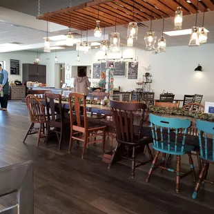 the dining room and kitchen