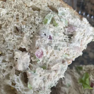 Bread with a tad of tuna.