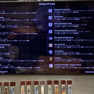Beer menu