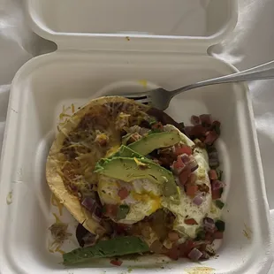 Takeout huevos rancheros