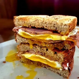 Egg and ham on toasted rye