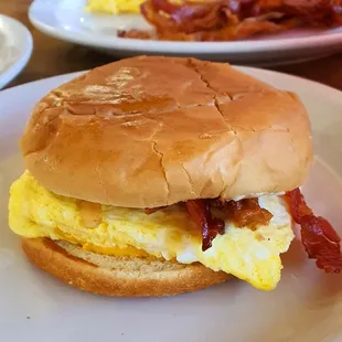 Breakfast sammie with bacon, egg, and cheese