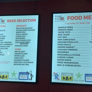 a menu for a beer selection
