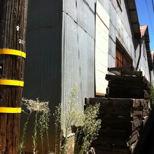 Boards over front.