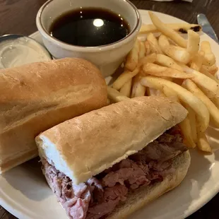 French Dip (substitute fries) - That horseradish sauce will really clear your sinuses!
