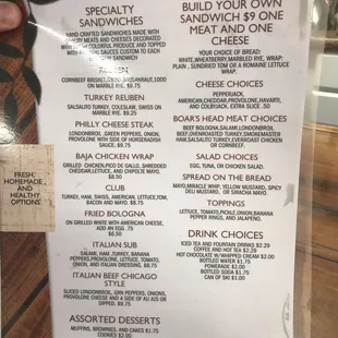 menu