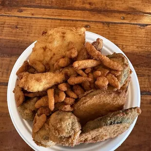 Seafood Platter with fried zucchini and fried mushrooms