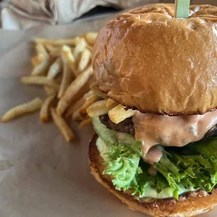 The Knockabout Burger and a side of fries