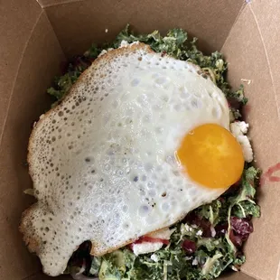 Shaved Brussels &amp; Kale Salad + egg to go