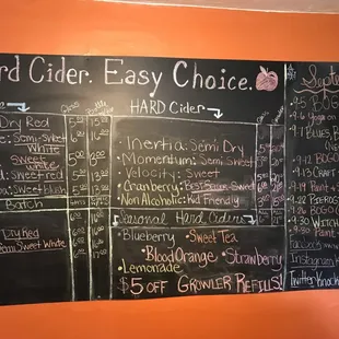 Tons of cider that change consistently. All tasted great