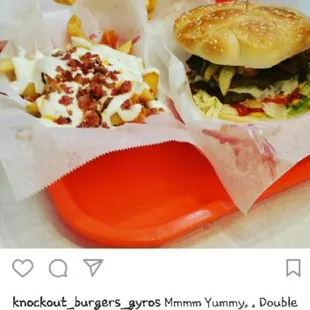 Yummy.. Build your own Burger. . Double Bacon Burger with grilled Veggies