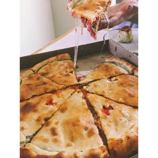 Meat pie stuffed pizza!