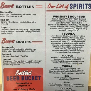 Drink menu