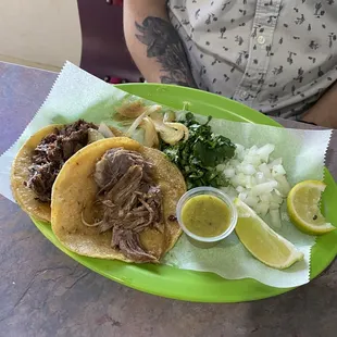 Carnitas Taco and Barbacoa Taco