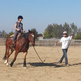 Bud helping with a lesson.