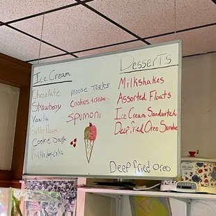a whiteboard in a kitchen