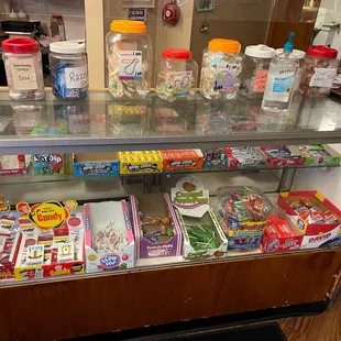 a display case of candy