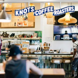a man sitting at the counter
