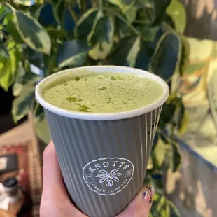 Mint and matcha latte