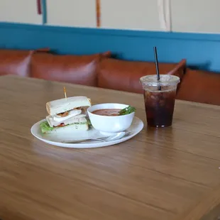 Sandwiches available in  1/2 size with soup.