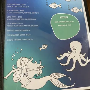 Kids menu