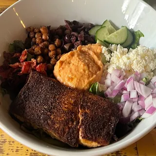 Blackened Salmon Greek Salad