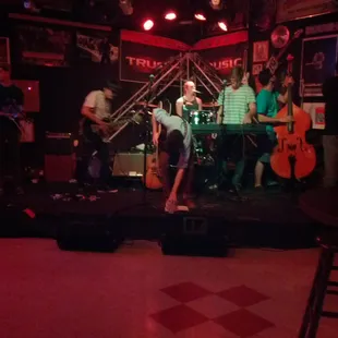 a band playing on stage