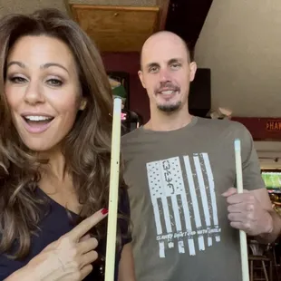 Me and my bestie playin pool at the pine. 2 pool tables, rockin juke box, shot a whiskey  and good to go!