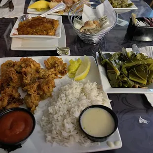 a table full of food