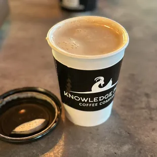 a cup of coffee on a table