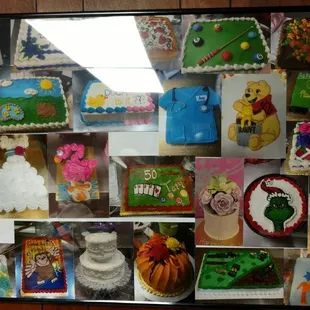 Wide variety of birthday cakes